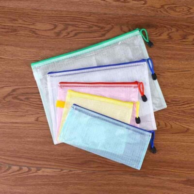 5 Pieces Zipper File Pouch Grid Document Bag Multipurpose Storage Pouch Ba YL #W