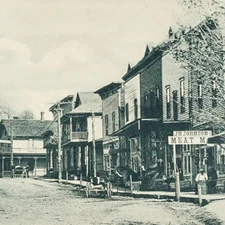 Findley Lake Main Street Postcard c1910 New York Meat General Store Sign A1816