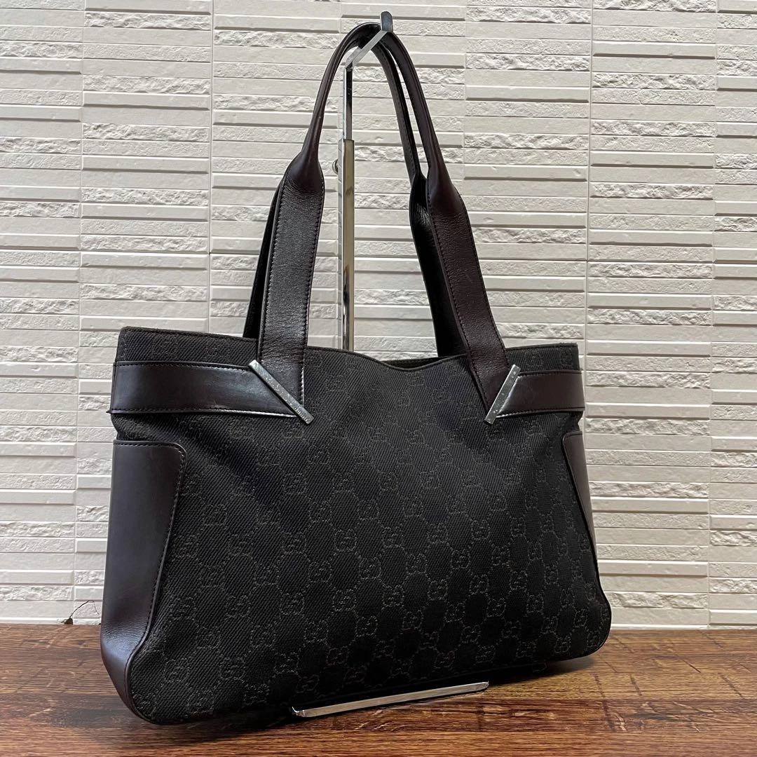 Sac à main fourre tout GUCCI GG Supreme toile cuir marron x noir occasion excellent + 