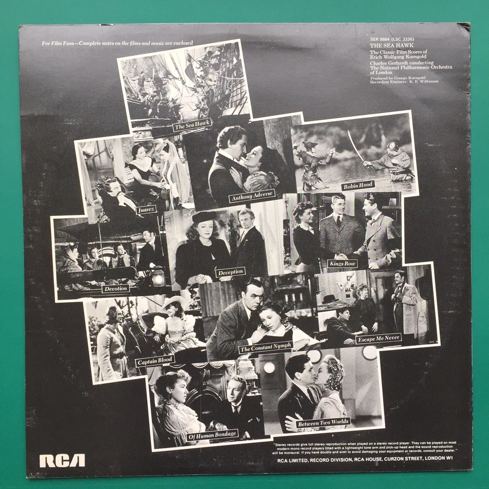 SEA HAWK (Classic Film Scores of Korngold) Soundtrack LP Robin Hood Kings Row EX - Image 3 of 4