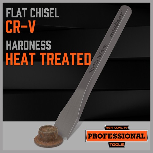 3-Piece Heavy Duty Cold Chisels Set 3/8 in 1/2 in 5/8 in CR-V Heat Treated - Picture 6 of 8