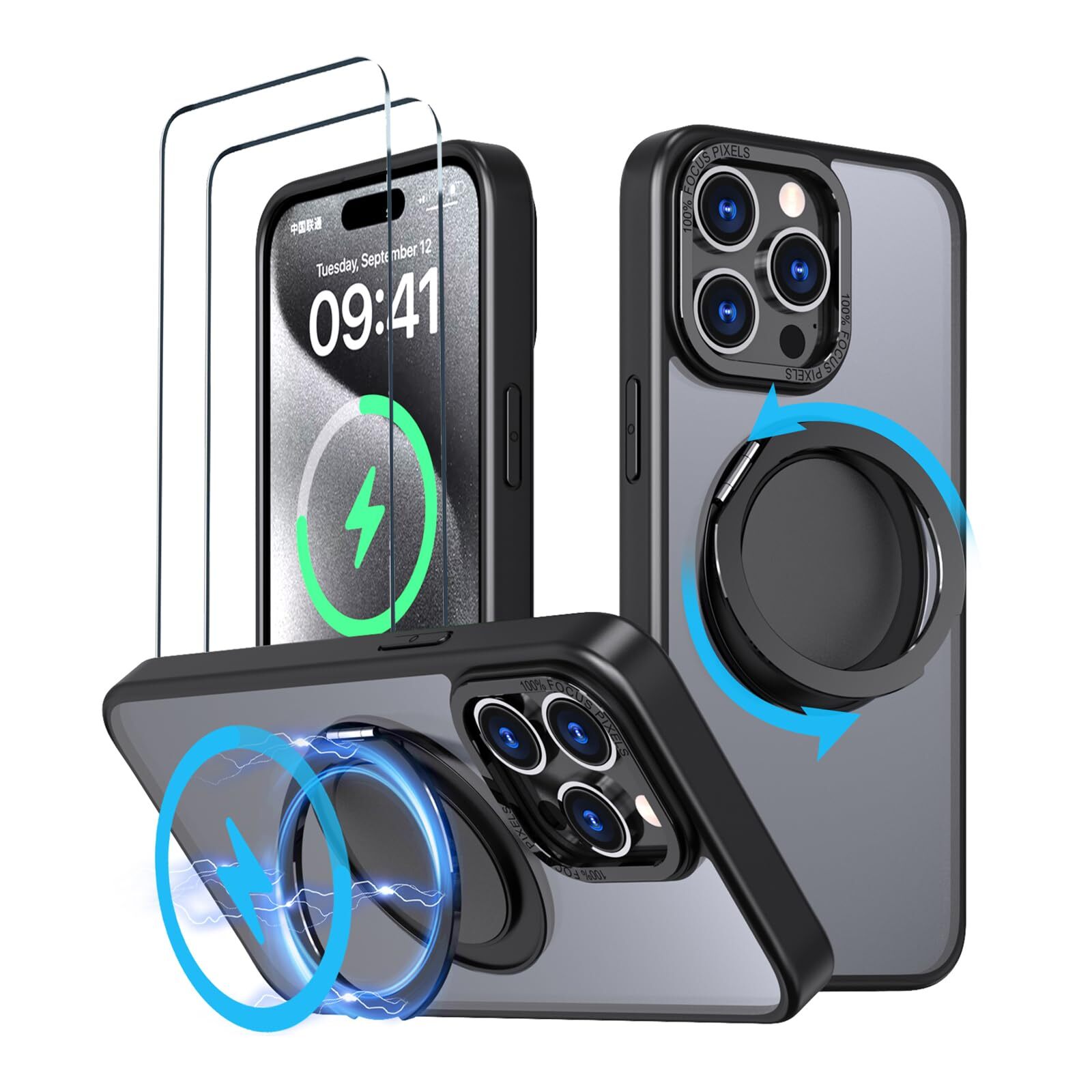 Stand function compatible with Magsafe HCXLYP for iPhone 15 Pro Max case mu 159