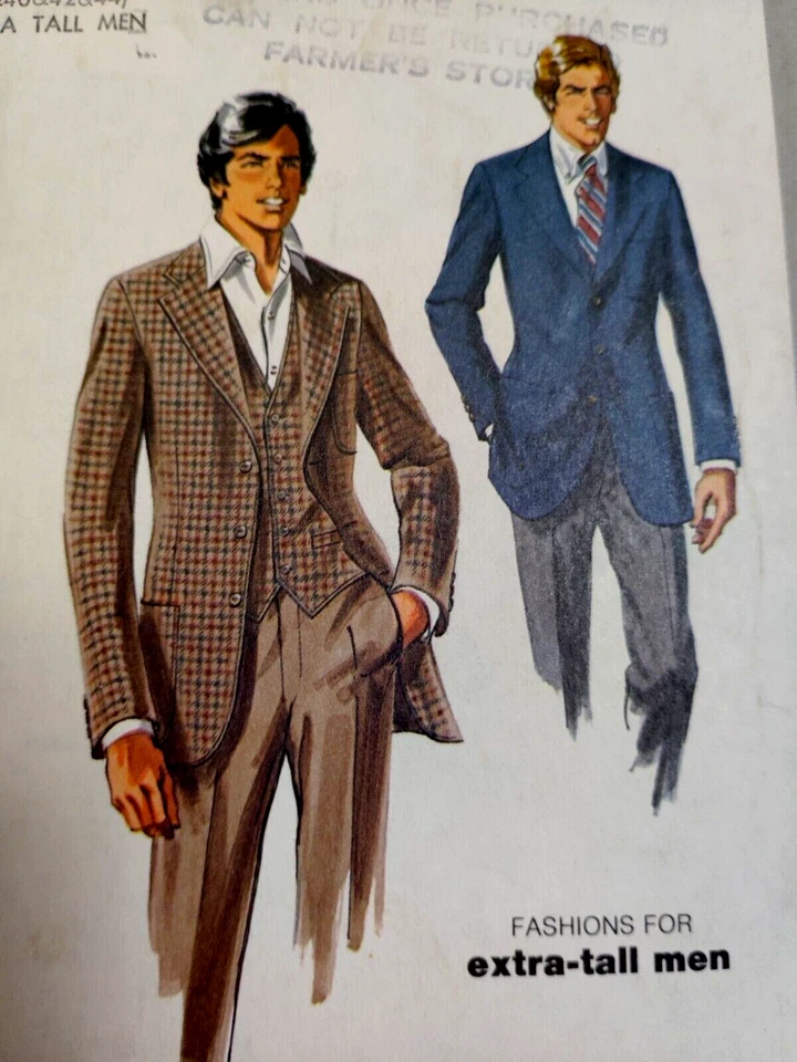 Suit Jacket Blazer Vest 38 40 42 44 X Tall Simplicity 8724 Sewing Pattern UC VTG - Image 2 of 4