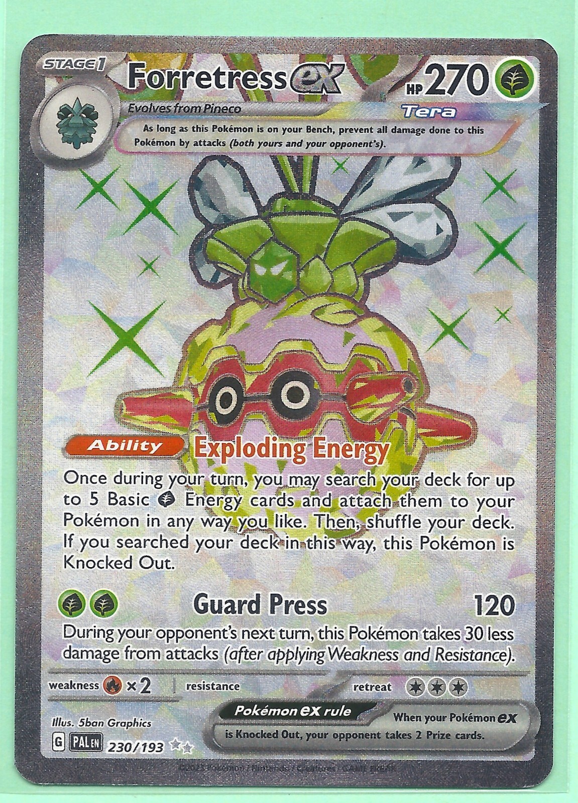 FORRETRESS ex 230/193 PALDEA EVOLVED POKEMON-FULL ART- MINT-PACK FRESH