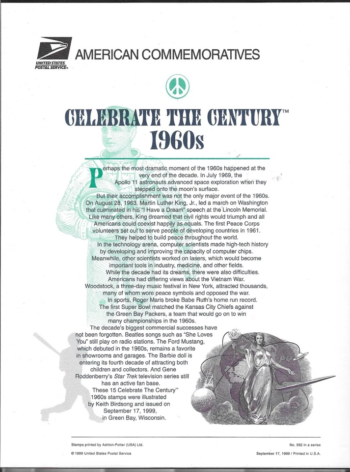 US SC # 3188 Celebrate the century / USPS American Commemoratives Panel No. 582 - Image 2 of 2