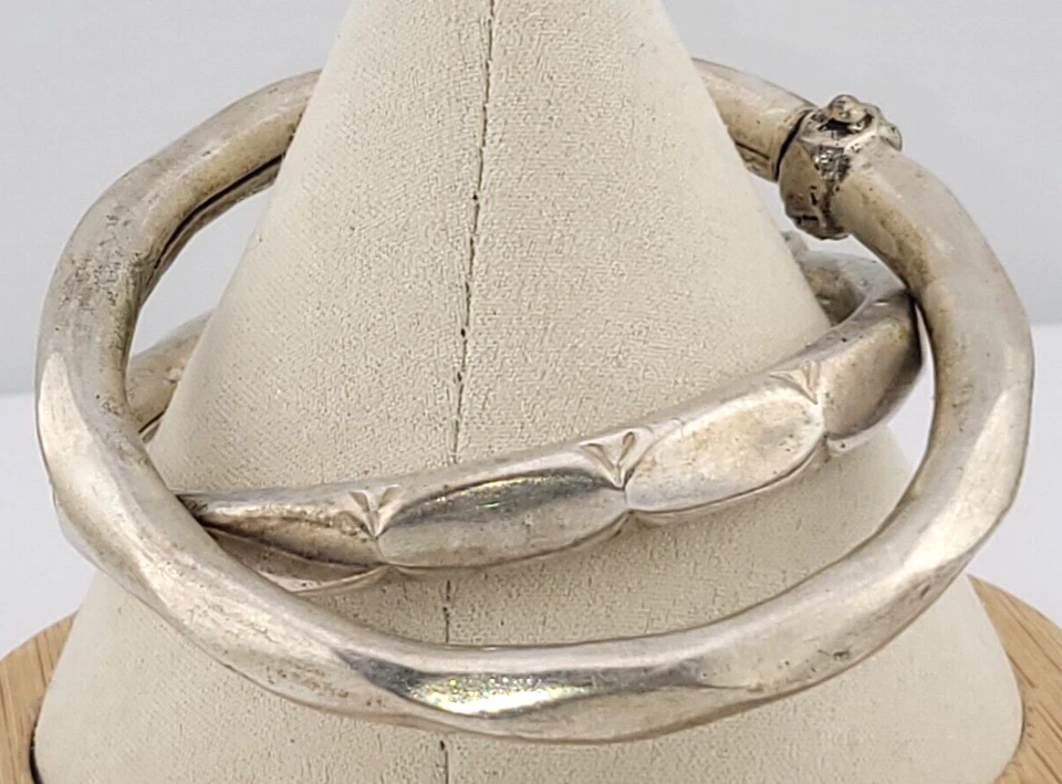 Antique Hand Made Sterling Silver 925 Split Tribal Kada Toque Bangle Bracelet - Image 3 of 4