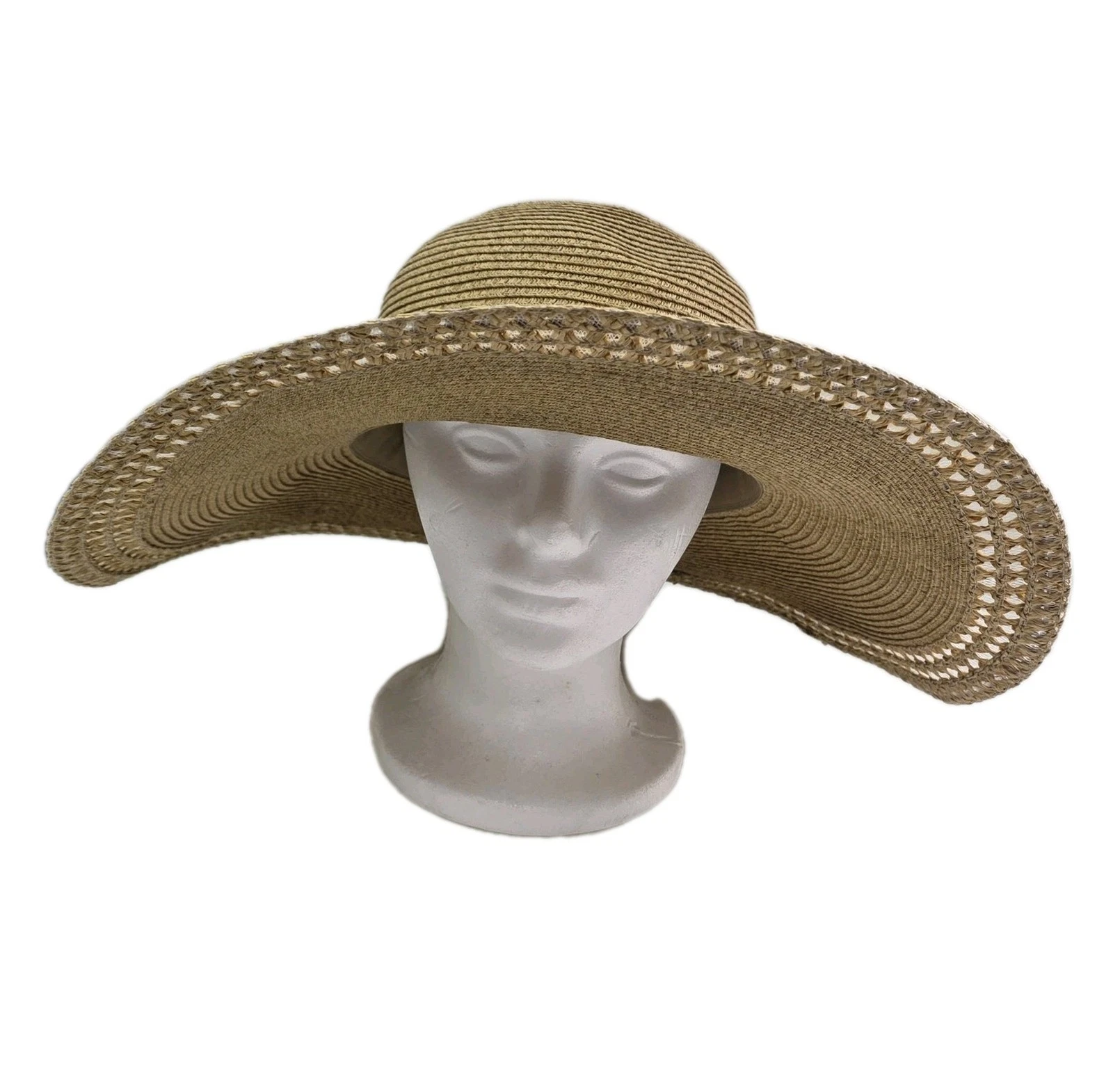 The Scala Collection Straw Wide Brim Sun Hat Adjustable Beach Neutral Glam Vacay