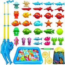 TOY Life 2-Player Magnetic Fishing Game for Kids 3-5 - Toddler Fishing Pole Set