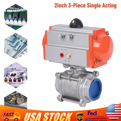 #ad 2inch Pneumatic Single Acting Ball Valve Air Actuated Stainless Ball Valve $130.22