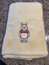 Disney Baby WINNIE THE POOH Soft Yellow Baby Blanket EUC 32 X 36" APPROX
