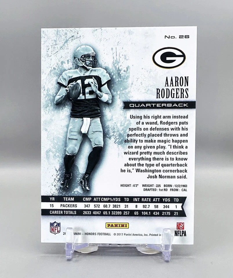 2016 Panini Honors Football #26 (Red) AARON RODGERS [22/50] - Image 2 of 2