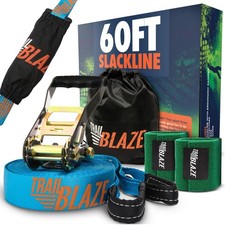 Complete Ninja Slackline Kit - 60ft Long Slack Line for Backyard for Kids  A...
