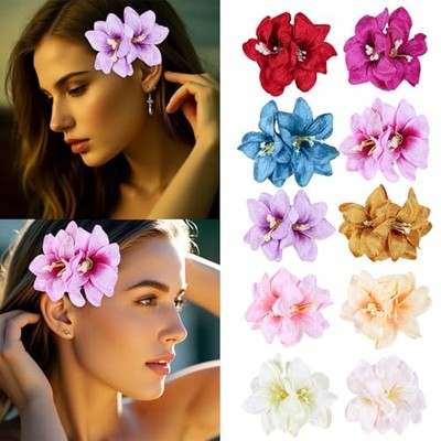 10pcs/set Floral Hair Clips, Colorful Artificial Flower Hair Accessories for