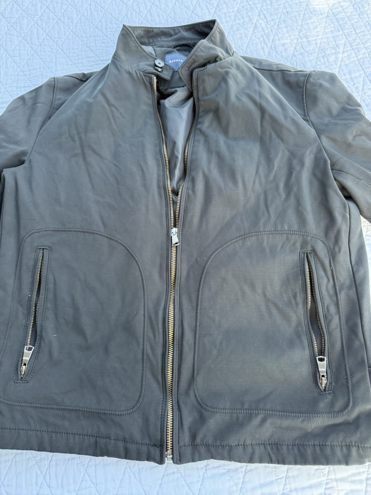 Banana Republic Jacket Men Small Black Bomber Full Zip Up Windbreaker  Pockets