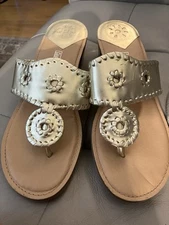 Coach and Four Gold Leather Janas Sandals Women Size 9