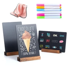3 Pack 5x7 Chalkboard Sign, Small Blackboard, Decorative, Wood Base, Table