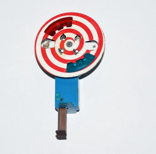 Vintage J Chein Tin Litho Hand Spinner Toy USA Patriotic Red White Blue