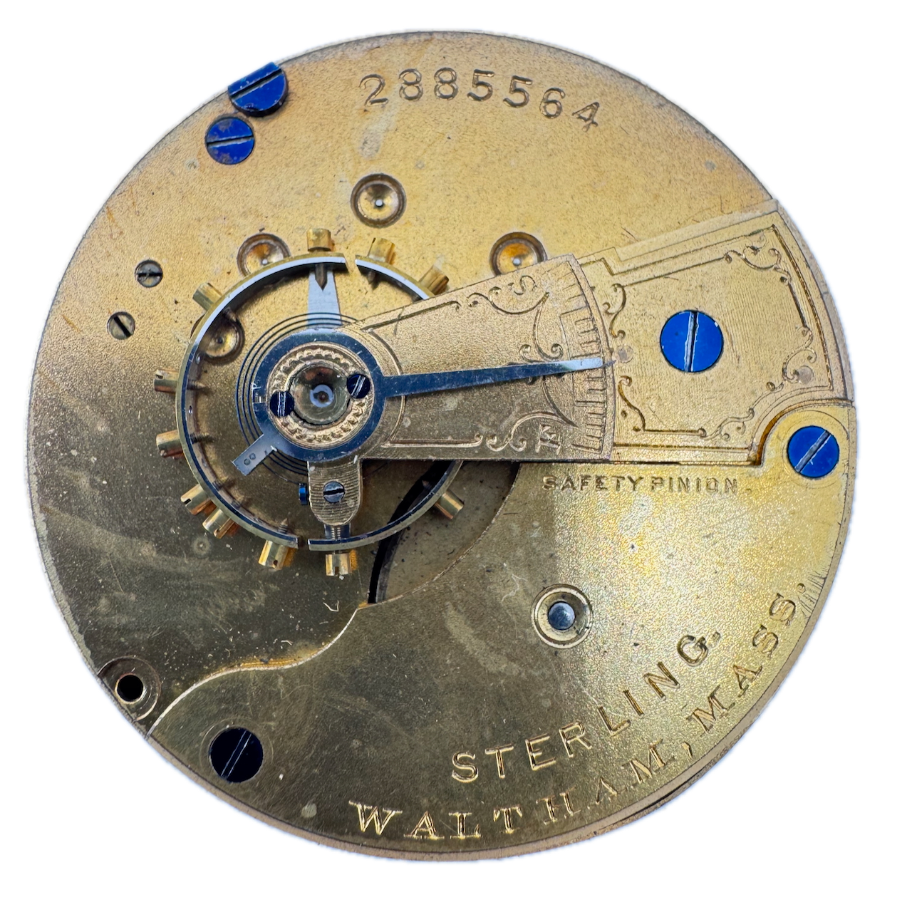 Antique 1886 Waltham 7 Jewel Hunter Pocket Watch Movement 18s Sterling Silver USA