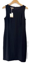 Talbots LUXE Italian Knit Sheath Dress Size 8 Sleeveless Career Black Lined Knee