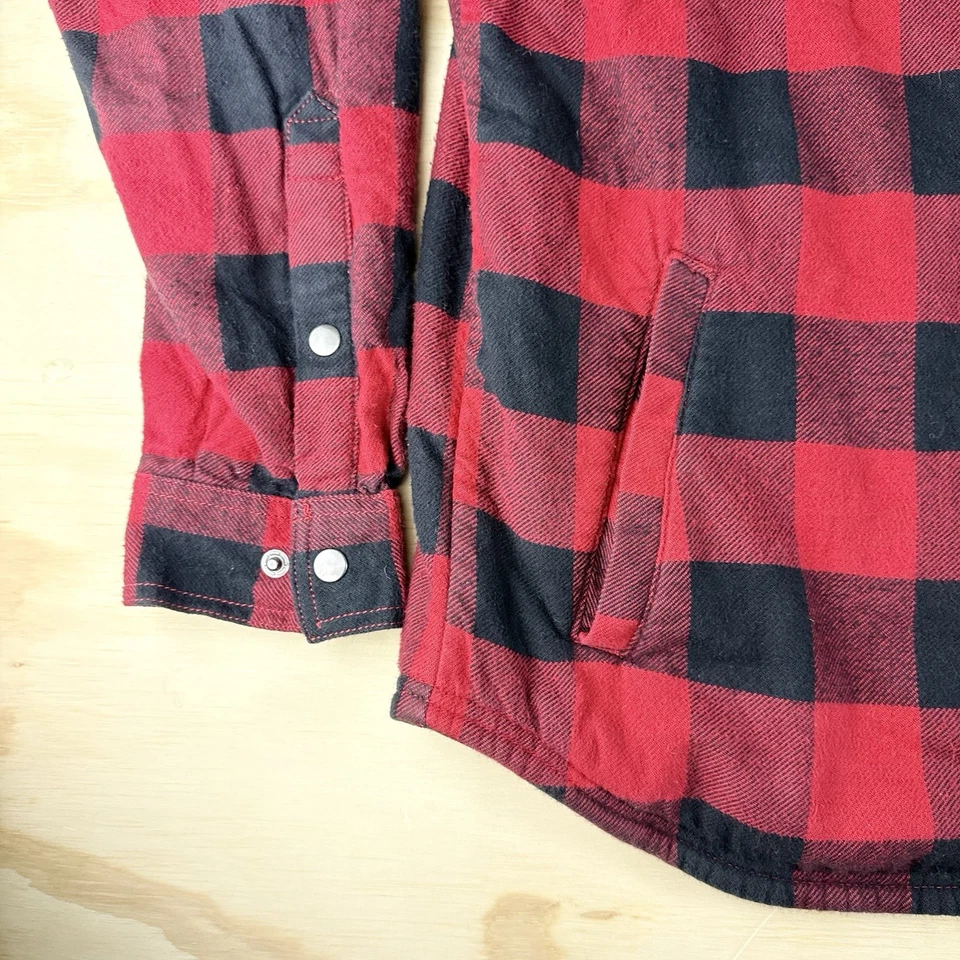 Camisa Columbia Para Hombre Forrada de Vellón L Franela Botón Rojo/Azul Marino Cuadros XL Leñador Foto 3 de 4
