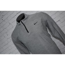 Nike Pullover Men Large Gray Dri-Fit Quarter Zip Golf Workout Shirt Polyester