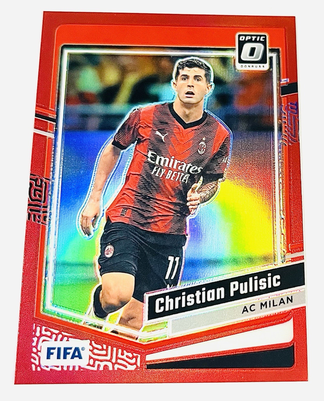 Christian Pulisic 2023-24 Panini Donruss Optic #128 Red Prizm 174/299 AC Milan