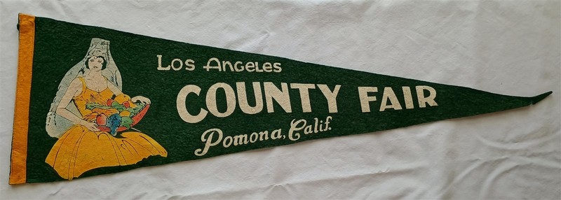Vintage Los Angeles County Fair Pomona California Souvenir Felt Pennant 