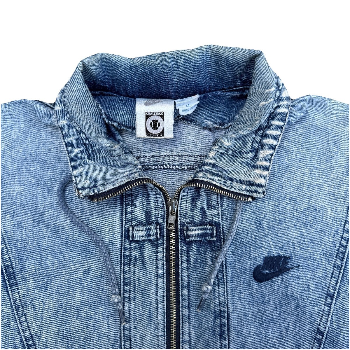 Vintage Nike Challenge Court Acid Wash Denim Jacket Men's Medium