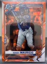 2021 Bowman Chrome Sapphire Ronny Mauricio #BCP-210 ORANGE 65/75 SSP NY Mets