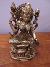 Brass Lakshmi Goddess of Wealth 8 Tall Statue