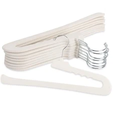 Velvet Pants Hangers - Pack Non Slip Open Ended Hanger with 360 Swivel 8 White