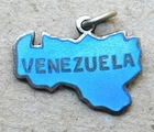 NO RESERVE Vintage 1930s Silver Enamel Venezuela Map Charm
