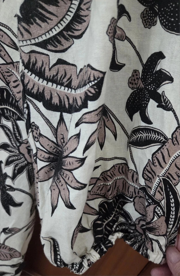 Vestido June+Vie Roamans Mujer Negro/Crema Floral Lino Midi Lino Soliel Talla 22 Foto 4 de 4