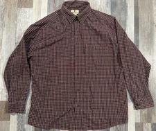 Woolrich Red and Black Persimmon Plaid Button Down Shirt Men's 100% Cotton XL