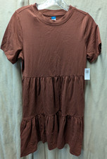 Old Navy Women's Brown Tiered Shift Dress Short Sleeve Size XS NWT