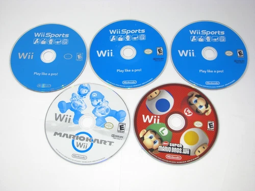 Wii Sports Kart NSMB Lot Scratched Disc Not Working Parts Or Repair As Is!