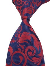 New Luxury Pattern Blue Red Jacquard Woven Men's Silk Skinny Tie Necktie