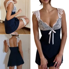 Womens Low Cut Going Out Mini Dress Sexy Lace Short Bodycon Dresses Party Dress