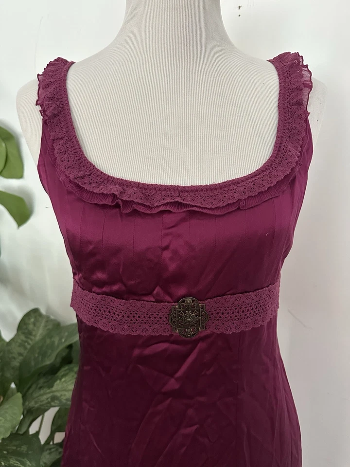 Vestido Antonio Melani Bayas de Seda Talla 6 Encaje y Gasa Ribete Foto 3 de 4