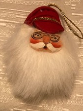 Santa Claus sculpted cloth Head Christmas Tree Ornament Fur
