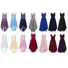 Floral Girls Party Formal Princess Dress Girls Wedding Hi-Low Sleeveless Dresses