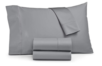 Last Act Ashford Solid 1500 Thread Count Full 4 Pc Sheet Set Dark Grey
