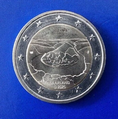 2 Euro 2025 Deutschland Saarschleife im Saarland (J) unz. - Bild 1 von 4