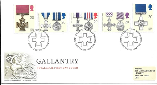 GREAT BRITAIN 1990 MILITARY MEDALS St George Patron Saint BOY SCOUTS FDC