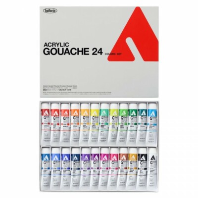 Holbein Künstler Acryl Deckfarben Gouache D416 24 Farben Set Tube 20ml Neu