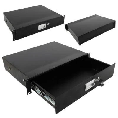 19" Rack Mount 2U Locking Drawer Pro Audio DJ Server Rack Lock Storage Cabinet