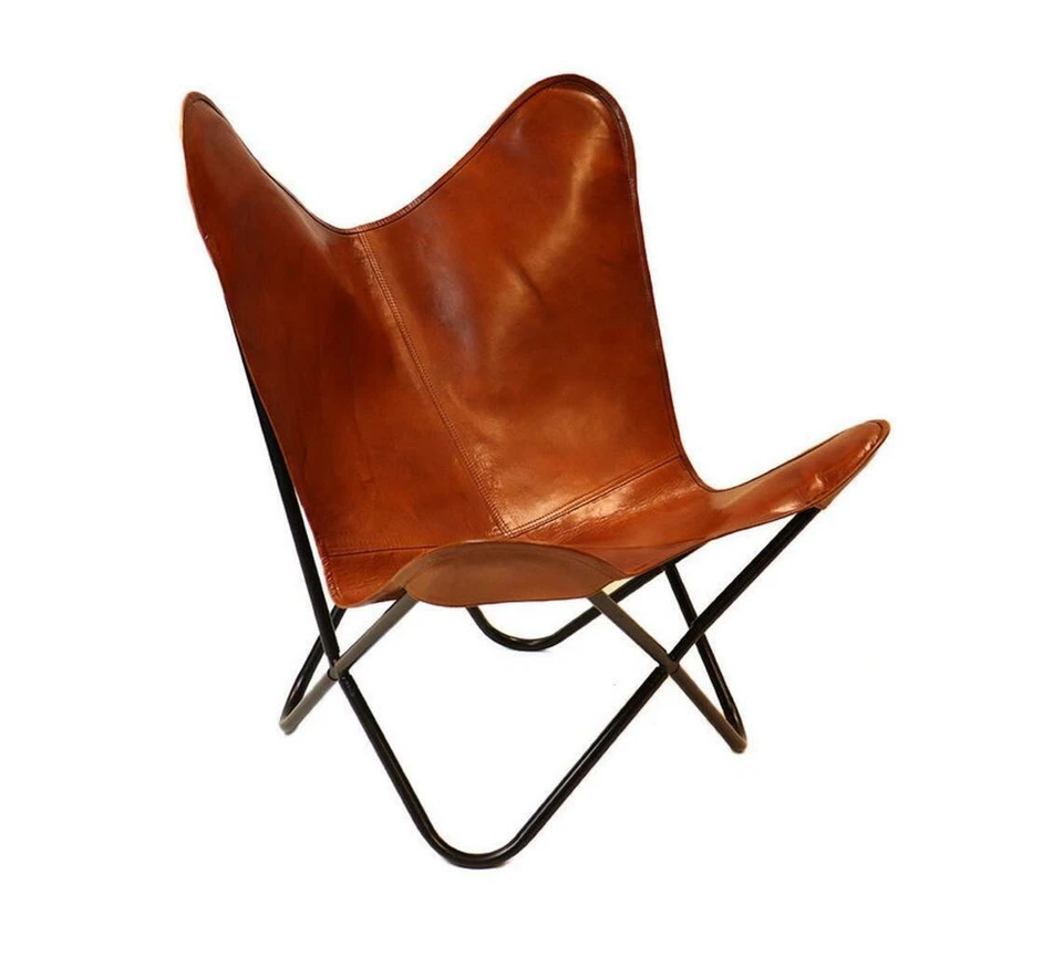 Retro Vintage Leather Butterfly Chair leather Handmade BROWN CHAIR ( Cover Only - image 2 of 4