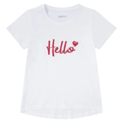 pepperts! Mädchen T-Shirts Sommer HELLO Schriftzug aus Pailetten