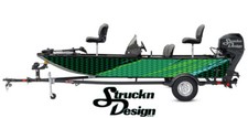 Teal Scales Green Lightning Cyan Fish Bass Boat Black Decal Wrap USA Vinyl