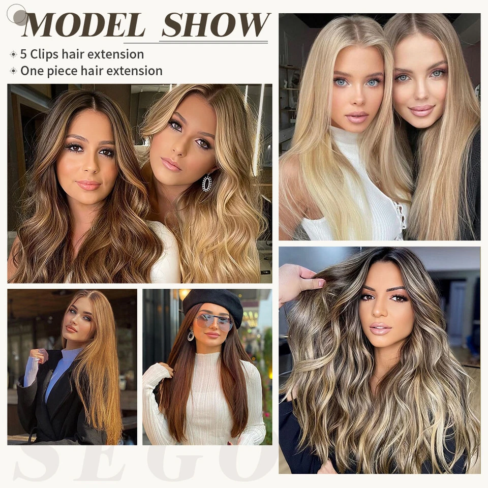 Мега толстая клипса для наращивания волос цельная прямая кудрявая волнистая как человеческая сделано в США - Изображение 2 из 4